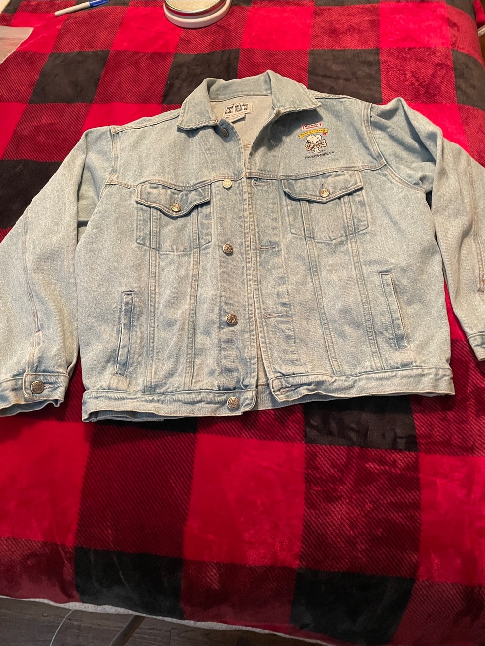 Light Wash Denim Jacket with Embroidered Patch